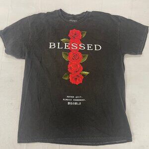 OTL On Th Low Mens Blessed Rose Graphic Vintage Black Shirt New XL